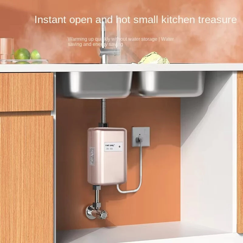 (image for) 3000W/3800W Electric Instant Tankless Water Heater 304 Stainless Steel IPX4 Waterproof Compact Design US/EU Plug Quick Heating for Kitchen Washbasin