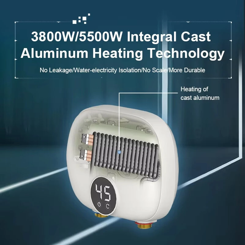 (image for) Briwellna P32 Tankless Water Heater 110V/220V On-Demand Hot Water Compact Size Smart Protection for Kitchen,Bathroom,Balcony